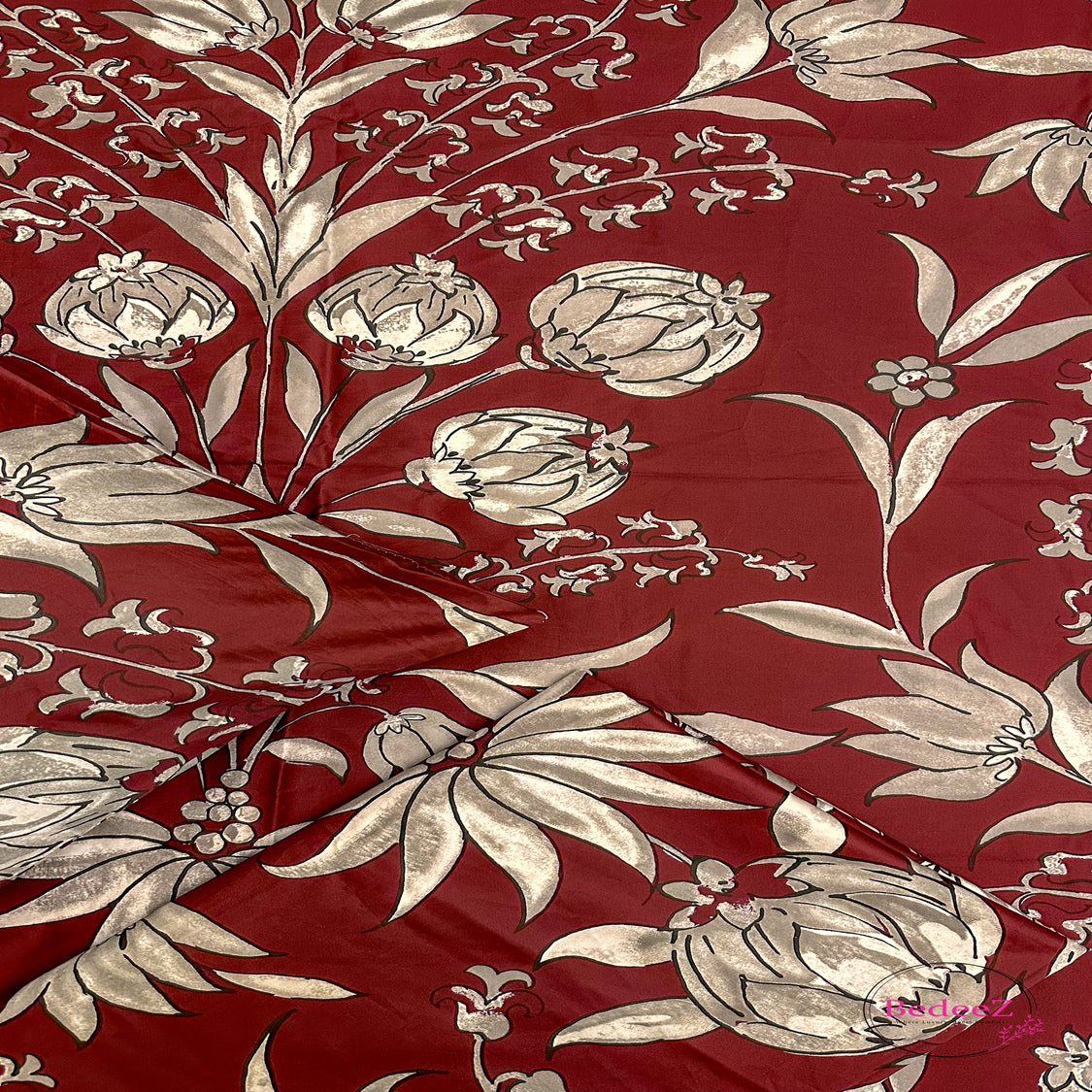 Crimson Bloom Single-Bed Bedsheet1.0