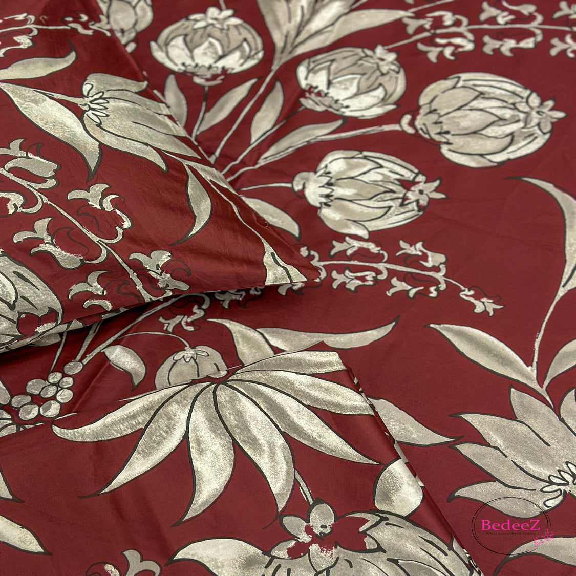 Crimson Bloom Single-Bed Bedsheet2.0