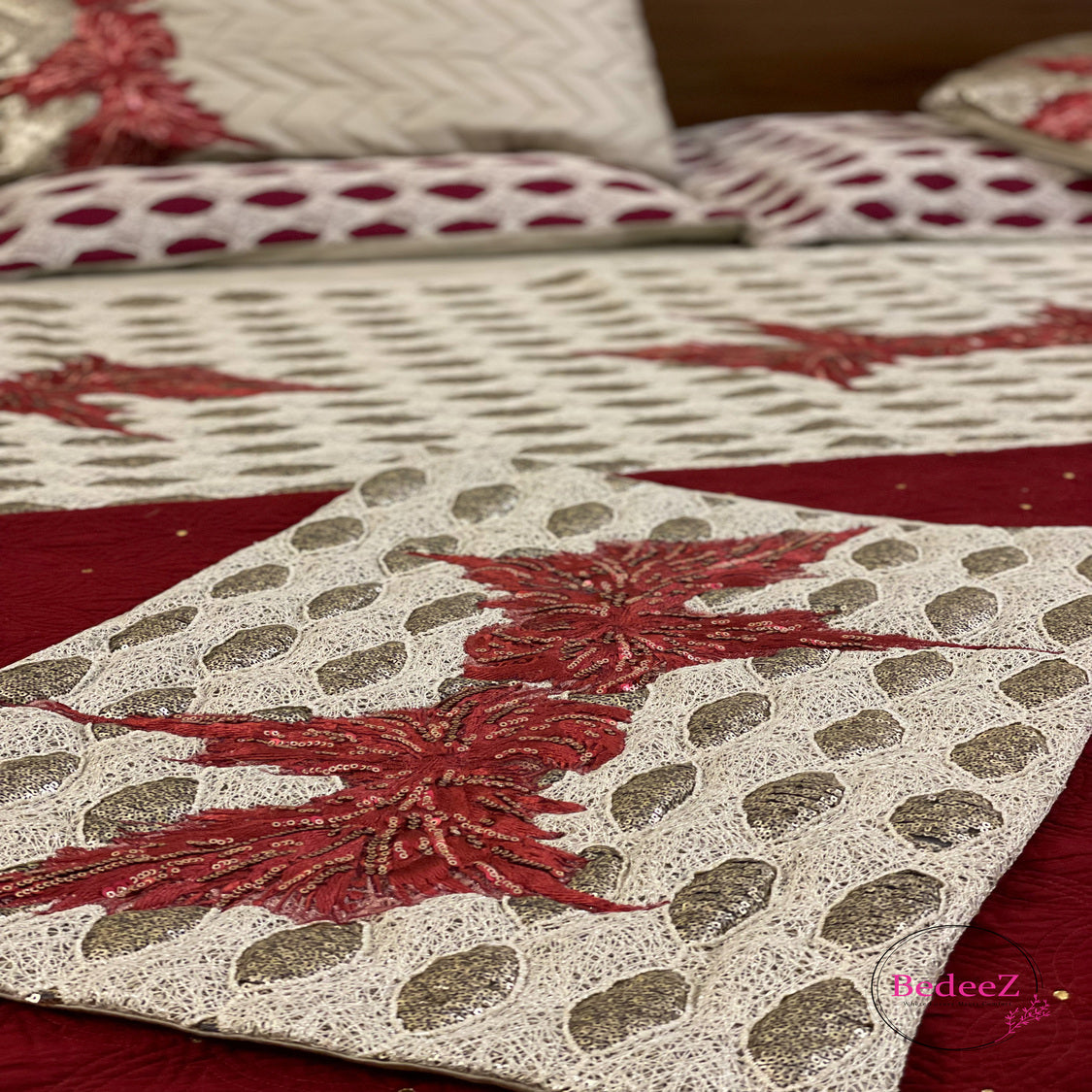 Crimson Delight Embroidered Bed Set6.0