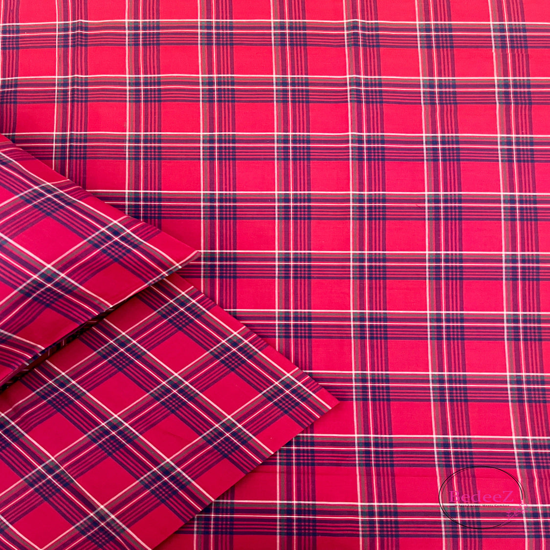 Crimson Plaid Single-Bed Bedsheet1.0