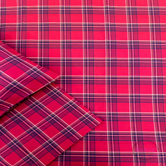 Crimson Plaid Single-Bed Bedsheet1.0