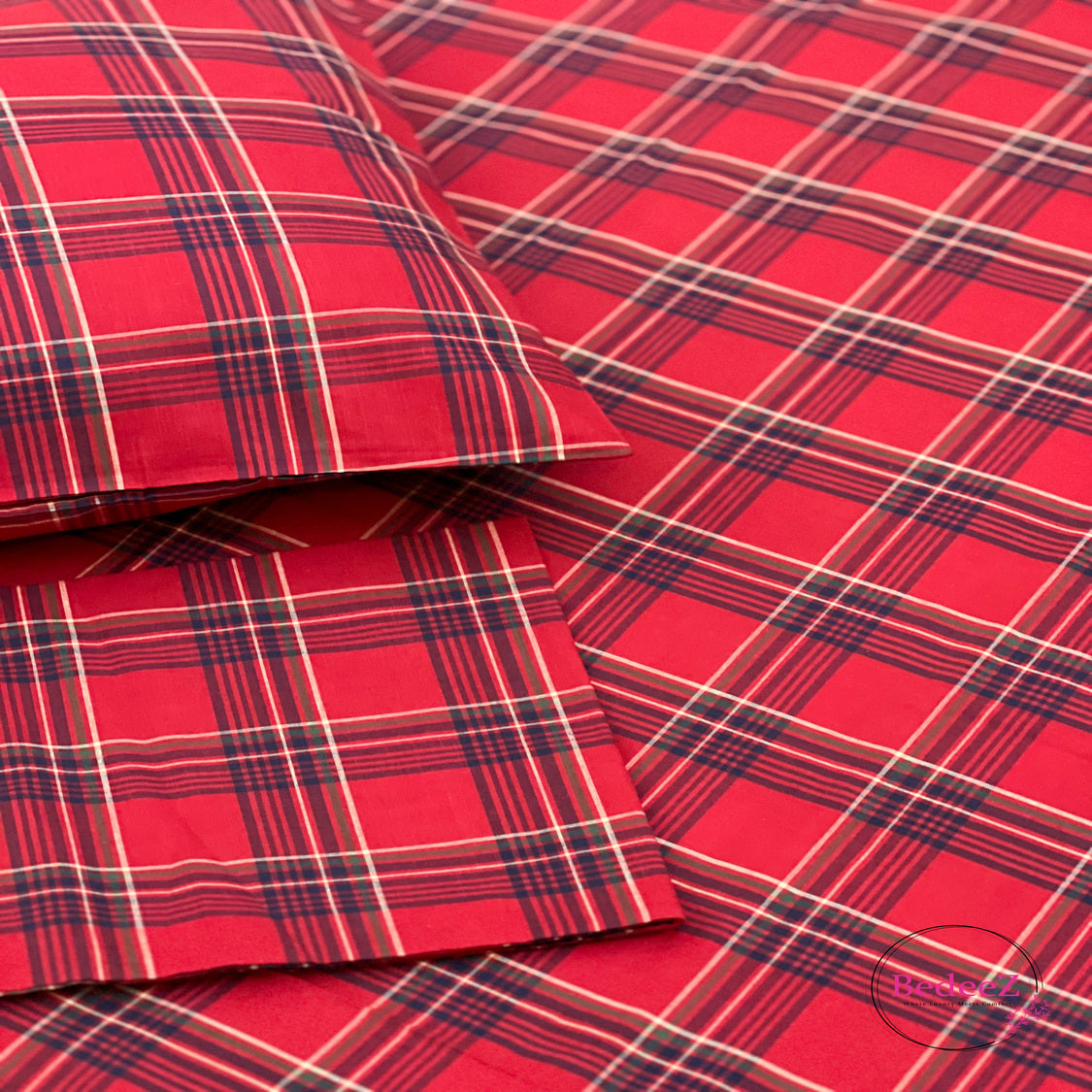 Crimson Plaid Single-Bed Bedsheet2.0