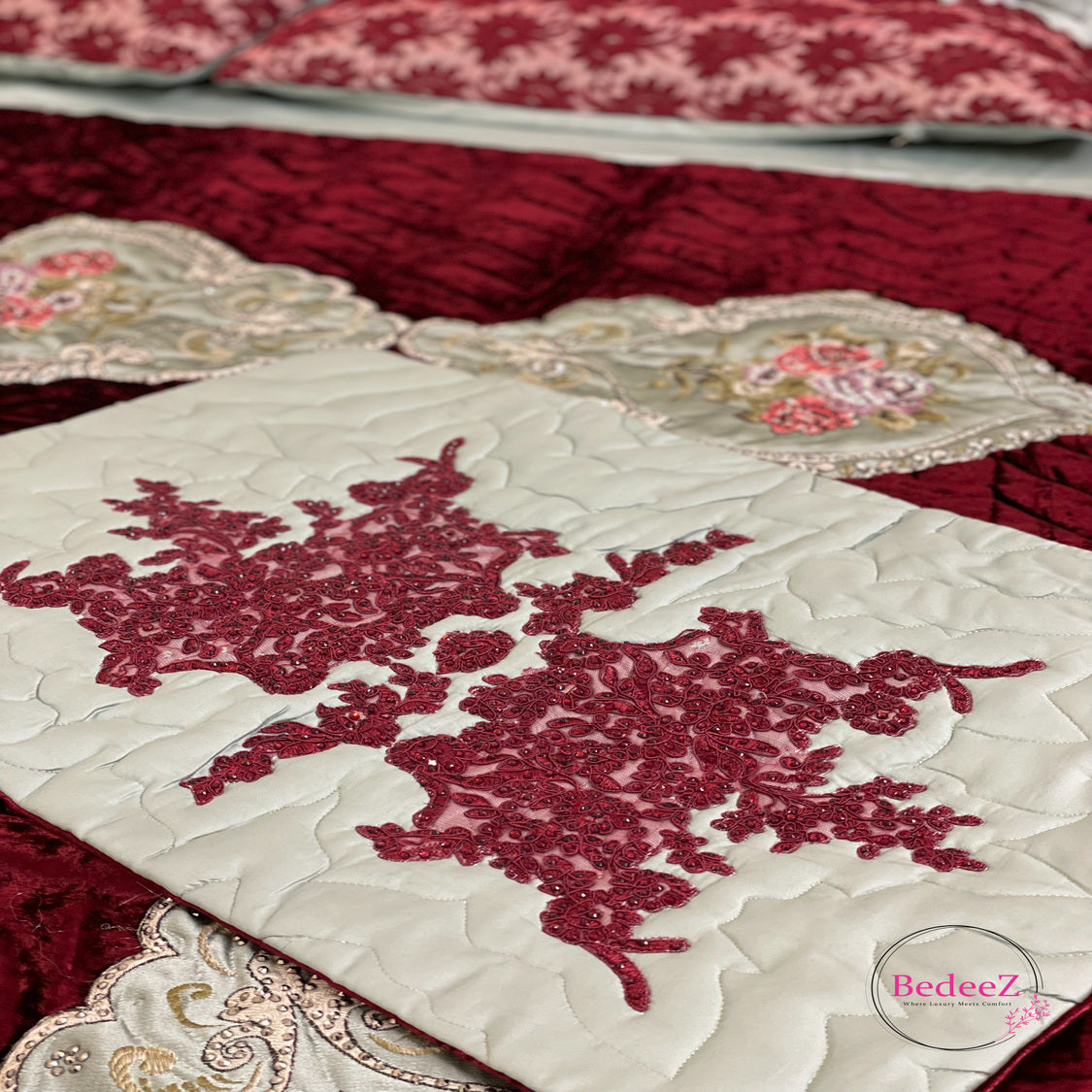 Crimson Velvet Floral Bed Set2.0