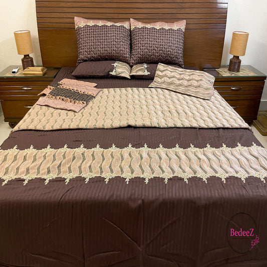 Mocha Waves Embroidered Bed Set1.0