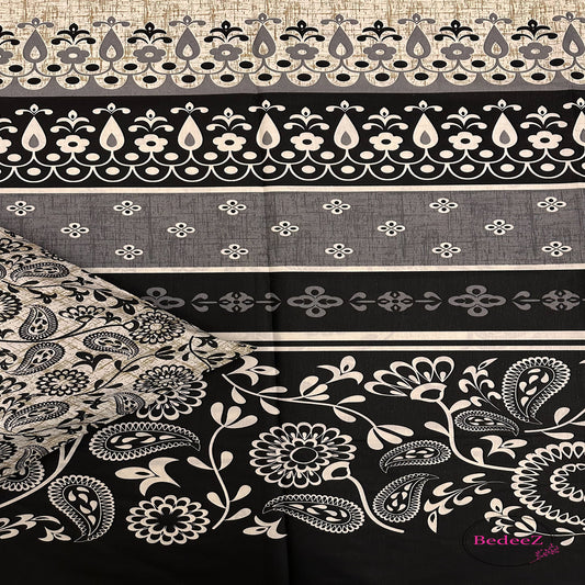 Monochrome Elegance Double-Bed Bedsheet1.0