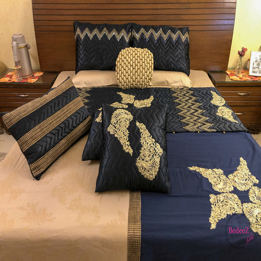 Navy Regal Embroidered Bed Set1.0