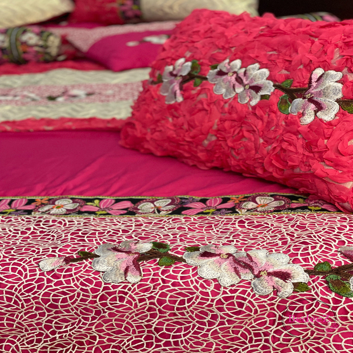 Pink Blossom Embroidered Bed Set6.0