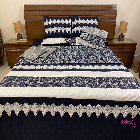 Royal Navy Lace Embroidered Bed Set1.0