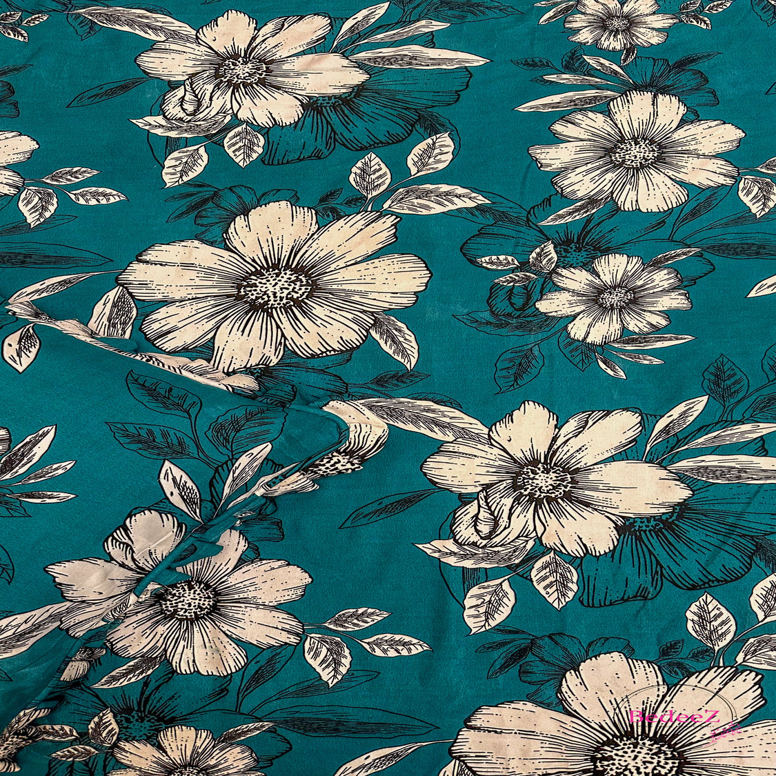 Teal Blossom Frill Bedsheet1.0