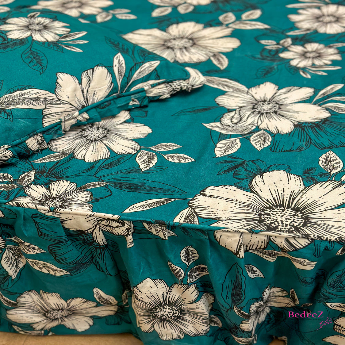 Teal Blossom Frill Bedsheet2.0